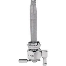 Pingel Power-Flo Petcock Chrome with Reservoir 22mm Barb Down 6391-CH