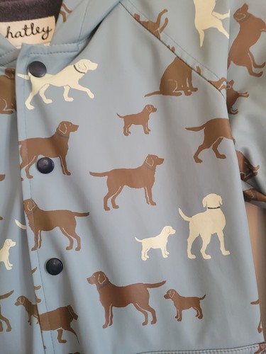HATLEY CHILDS RAINCOAT WITH HOOD LINED LIGHT BLUE LABRADOR DOG PATTERN SIZE 6 - Picture 11 of 16