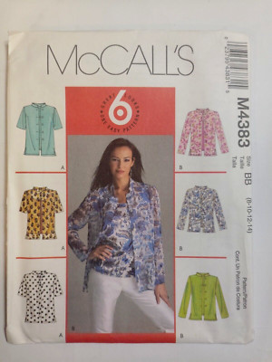 Shirt Top 8 10 12 14 McCalls M4383 Sewing Pattern UC McCall's BB 4383 Blouse Set