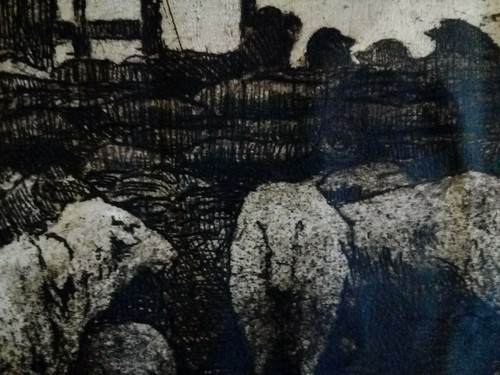 "Bergerie /Moutons ( Barbizon)" Grande Eau Forte ancienne, signée ? - Bild 3 von 5