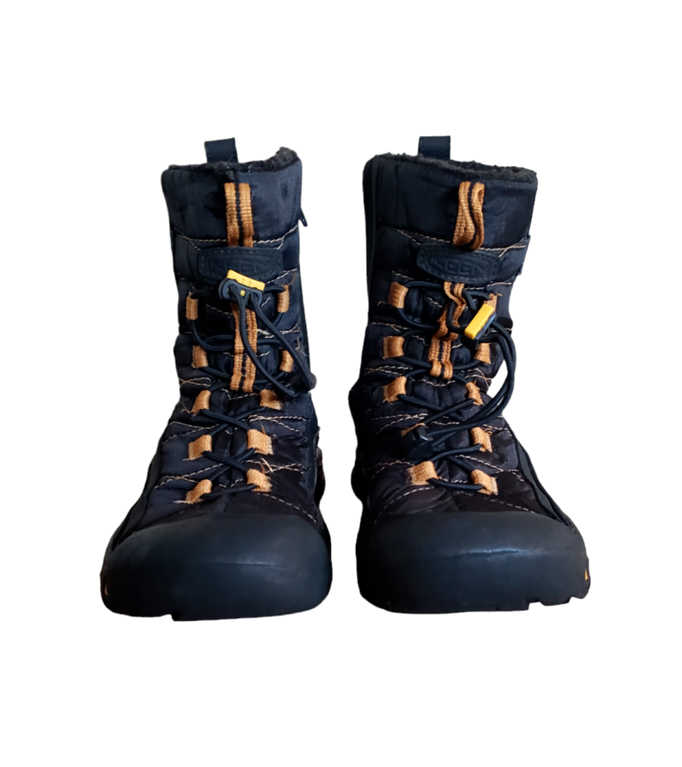 Scarpe Keen per bambini taglia 3 bacino stivali da neve invernali isolati in pelle impermeabili neri