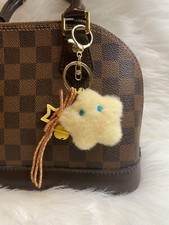 Star Bag Charm Keychain Purse charm Plush Pom Pom Yellow Fluffy Bell New Gift