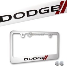 Dodge Logo Chrome Plated Brass License Plate Frame Officially Licensed New