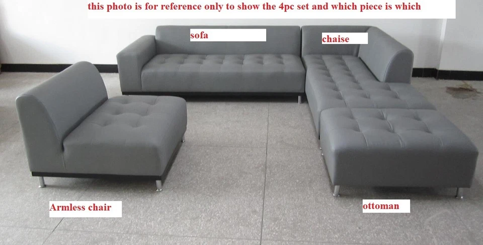 Conjunto de 2 peças de sofá seccional de couro vermelho design contemporâneo moderno #1707 - Imagem 2 de 3