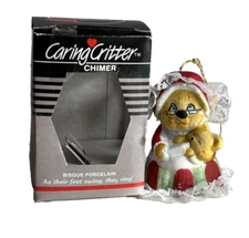 VTG Caring Critter Chimer Bisque Porcelain Bell Bear 3 Inch Granny Core Gift