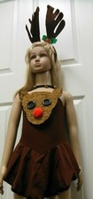 Reindeer Girl costume EXTRA small child size 2-3 toddler. Antlers included