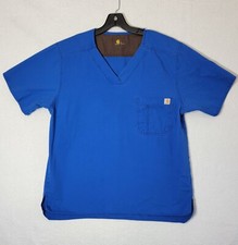 Carhartt Scrub Top Men's Large Blue Nurse Pocket V Neck