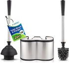 Toilet Brush and Plunger Set 18-in - Updated 2025 No-Rust - Stainless Steel
