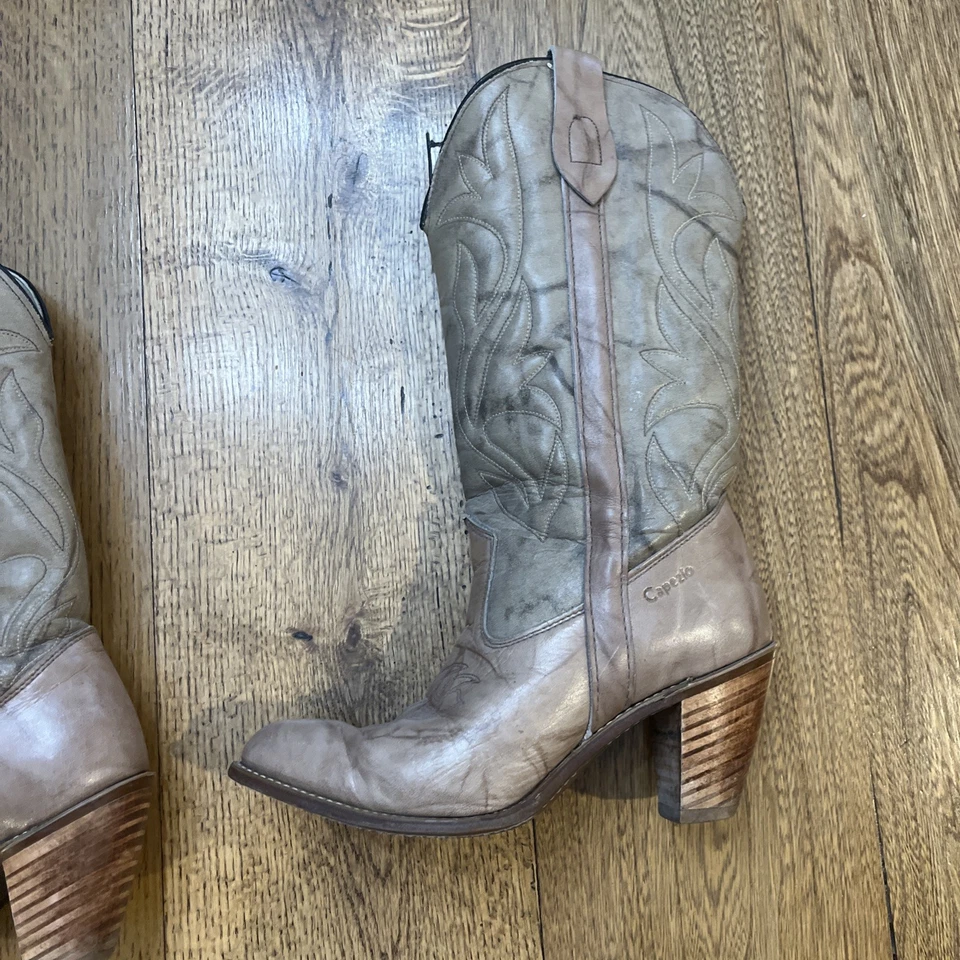 Bota de Cuero Vaquera Capezio Western, Bota de Festival de Rodeo Marrón, Para Mujer Talla 8 Foto 4 de 4