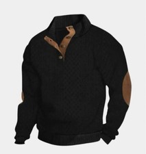 Classic High Collar Pullover Long Sleeve Men's Sweater Slim Fit Top