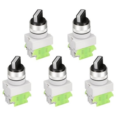 5pcs Latching Lock 3 Positions Rotary Selector Select Switch DPST 10A 22mm Dia.