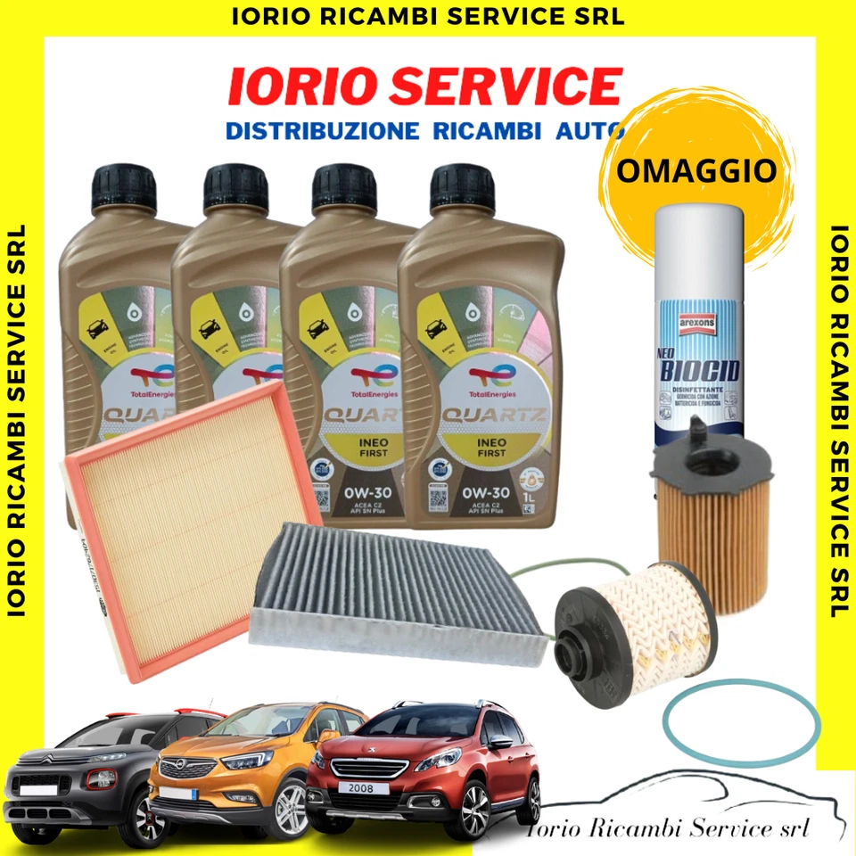 KIT TAGLIANDO 4 LT OLIO TOTAL 5W30 INEO RCP  + 4 FILTRI MOTORI PSA 1500 BLUE HDI - Immagine 2 di 4