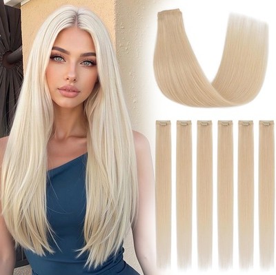 6 Clips Clip Human Hair Extensions Real Thick Short Lace Weft Lace Weft Thick 