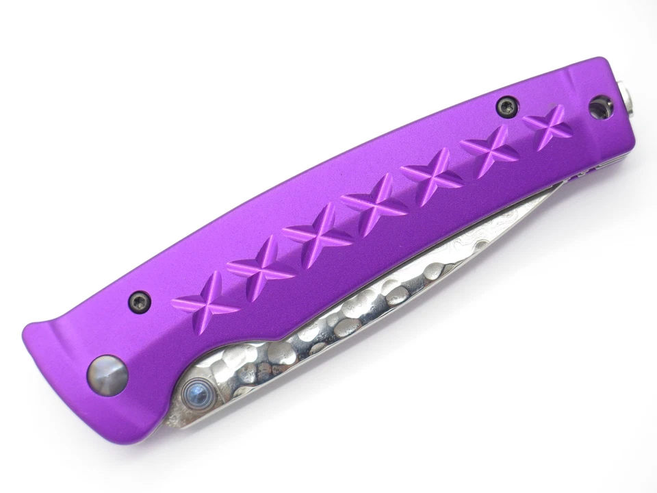 Cuchillo Plegable Damasco Espada Bushi Japonesa Púrpura Mcusta Seki Japón 162D en muy buena condición-10 Foto 4 de 4