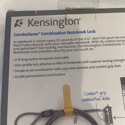 Combination Laptop Computer Lock - W/ Box Carbon Steel Cable K64561US - 第 6/8 張圖片