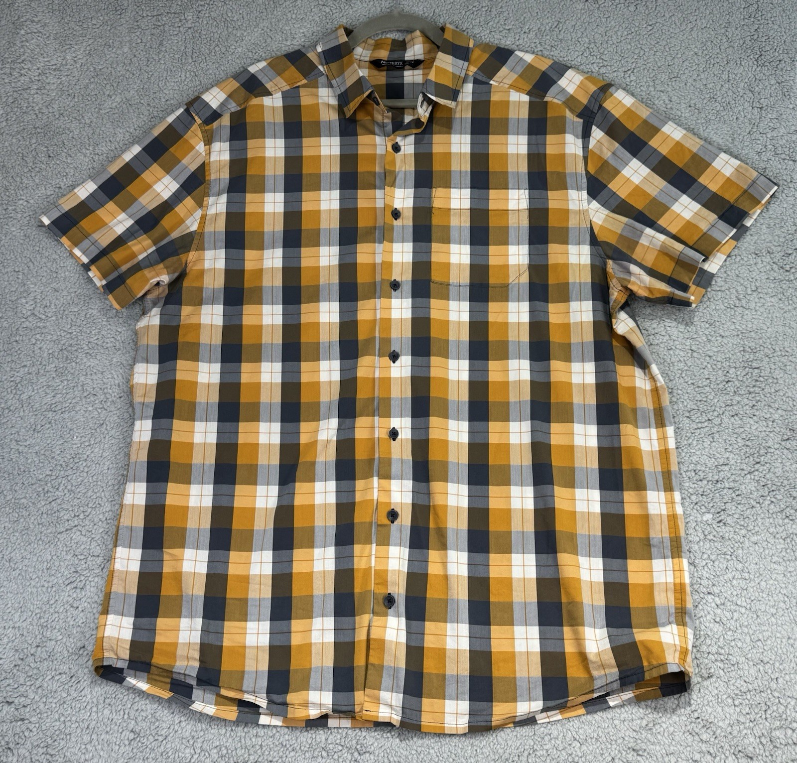 ARC'TERYX Arc’teryx Brohm Camicia Manica Corta Uomo XXL Giallo Plaid Misto Cotone Outdoor