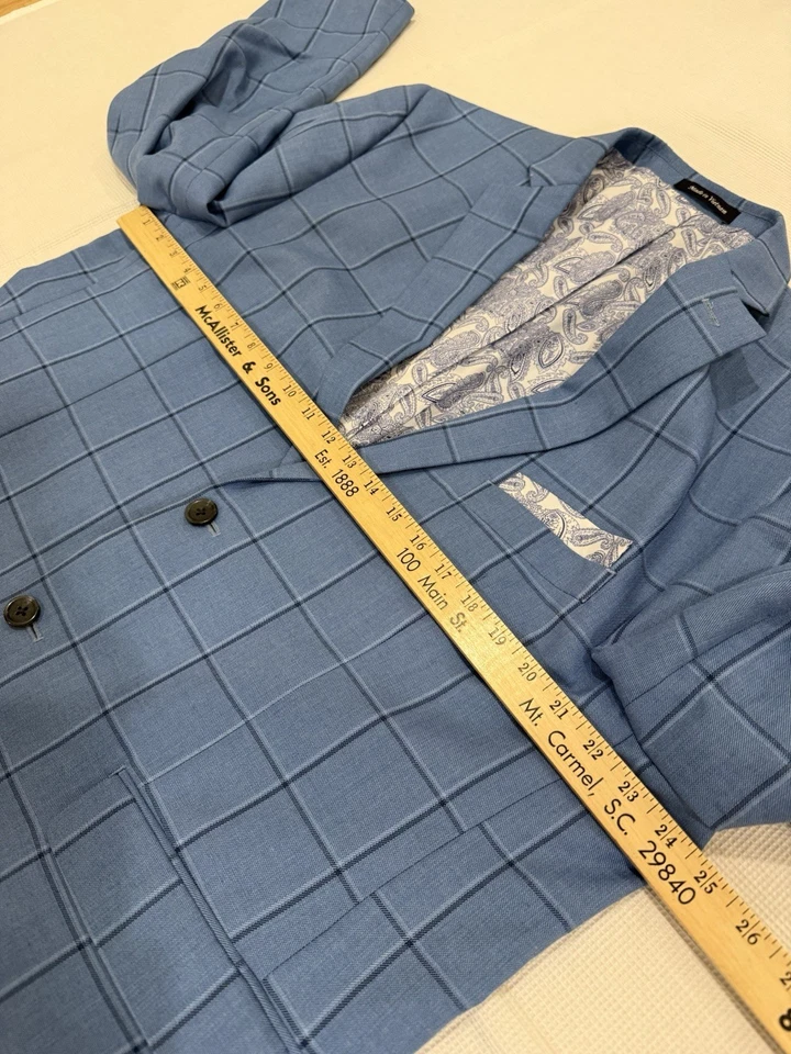 Chaqueta Blazer ALAN FLUSSER Azul a Cuadros Pecho Único 2 Botones PARA HOMBRES 48R Regular Foto 3 de 4