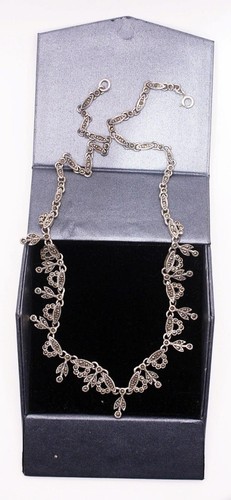 Vintage, Sterlingsilber & Markasiten Halskette, 17", verpackt, 36,07 g. TOP - Bild 1 von 7