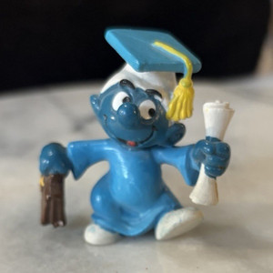 Smurf The Smurfs Graduation Figurine Holding Diploma Plastic Cartoon Character