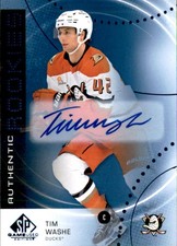 Tim Washe 2025-26 SP Game Used Auto Authentic Rookies card AR-TW Anaheim Ducks