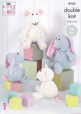 KING COLE 9131 BUNNY TOYS VINTAGE KNITTING PATTERN
