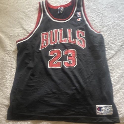 Champion Chicago Bulls Michael Jordan #23 NBA Jersey Men’s Size 52 Black