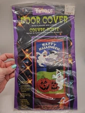 Vintage 1996 Paper Magic Group NOS Halloween Flashing Lights Door Cover Ghosts