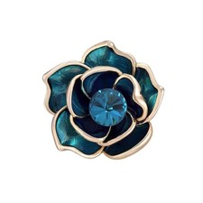 Blue Camellia Flower Brooch Pin for Women Girls Fashion Personalized Sparkling R