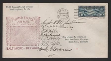 US TO BERMUDA 1938 CREW AUTOGRAPHED PAN AM FIRST FLIGHT COVER