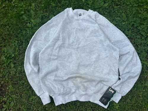 DEADSTOCK! VTG 90s LEE Midweight BLANK Heather Gray Crewneck Sweatshirt XL nos