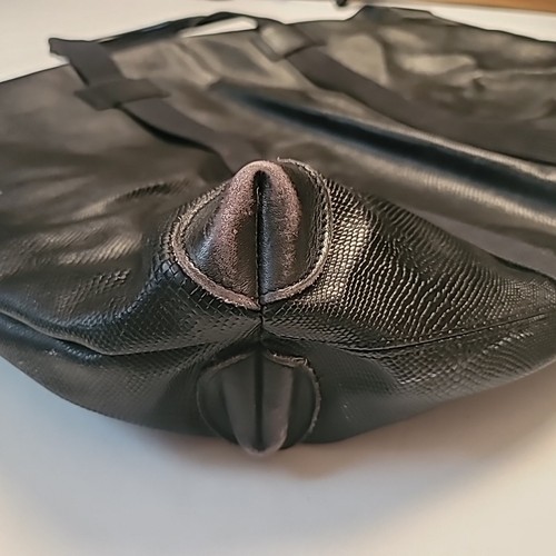 SONIA RYKIEL Large Black Snake Print Leather Tote 24 Hour Bag Canvas Lined VTG - Picture 11 of 16