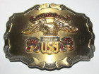 Vintage Harley Davidson Belt Buckle Eagle Made In USA Est 1903 Raised Gold Brass — photo 1