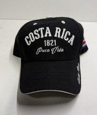 Costa Rica 1821 Pura Vida Strapback Hat Black OS Adjustable 6 Panel Mega Sport