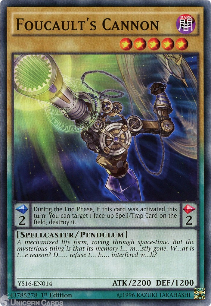 YS16-EN014 Foucault's Cannon 1st Edition Mint YuGiOh Card