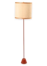 Vintage Hansen Lighting Co New York Red Mid Century Modern Metal Floor Lamp