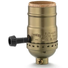 3 Way Lamp Socket Replacement, E26 Threaded Base, Turn Knob for Low-Medium-Hi...