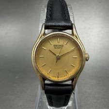 Seiko Watch Women 20mm Champagne Dial Gold Tone Round 2Y01-0A19 New Battery VTG