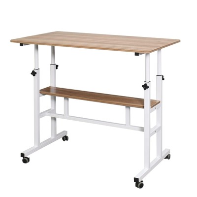 Mobile Standing Desk, Adjustable Computer Desk Rolling Laptop Cart on Wheels ...