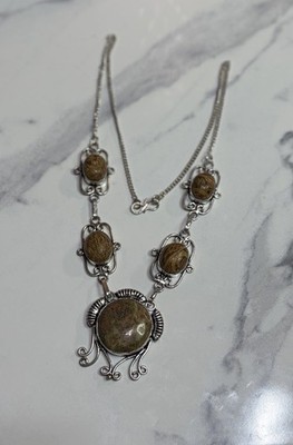 Artisan Made Silver And Stone Statement Necklace
