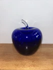 Blenko Glass Cobalt Apple Paperweight
