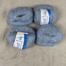Lot Of 4 Vintage First Lady Mohair Wool Blend Yarn Light Blue USA Made