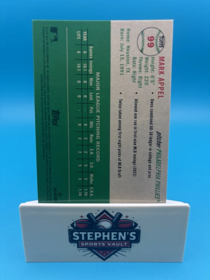 2023 Topps Chrome 白金 Mark Appel 玫瑰金迷你钻石 #99 RC 04/75  — 第 2/4 张图片