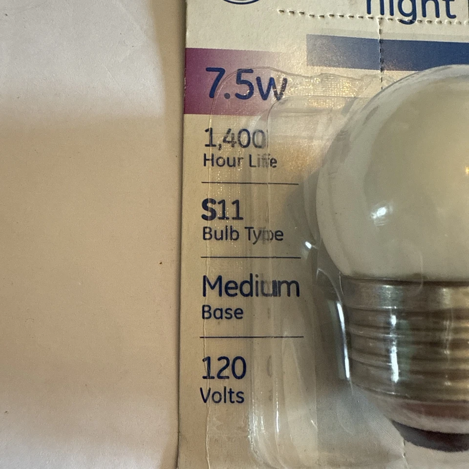 GE Nightlight Bulb S11, 7.5W Medium Base, White 120 Volts - Image 2 of 4