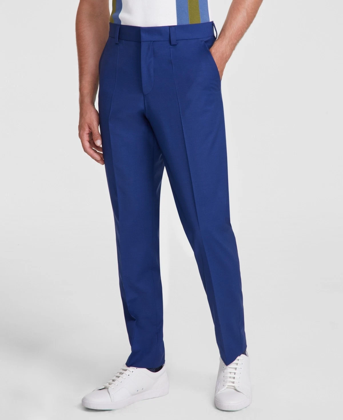 Hugo Boss Mens Modern fit Dress Pants 42 / 32 Blue Solid Wool