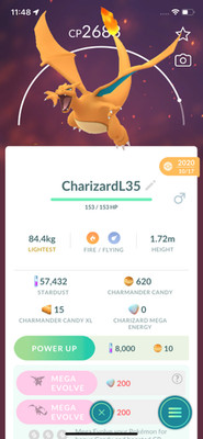 Charizard Lv35 2020 Guaranteed Lucky !! Same Day Shippment or Next Day ! Go