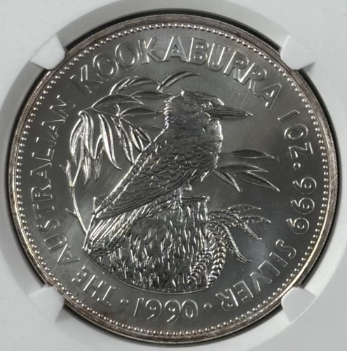 Australia 1990 $5 Kookaburra 1oz Silver - NGC MS69