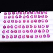 32 Pcs Natural Ruby Mozambique Round Cut 3.70mm-4mm Pinkish Red Loose Gemstones