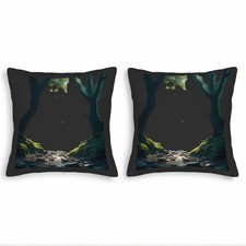 Set of 2 18x18in Throw Pillow Covers - Serene Forest Scene with Trees  Stream