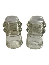 Vintage Hemingray Glass Insulators Made in USA CLEAR 17-47 & 15-47 4โ Two
