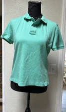 Lauren Ralph Lauren Slim Fit Soft Polo Collar Short Sleeve Women's SZ L Green